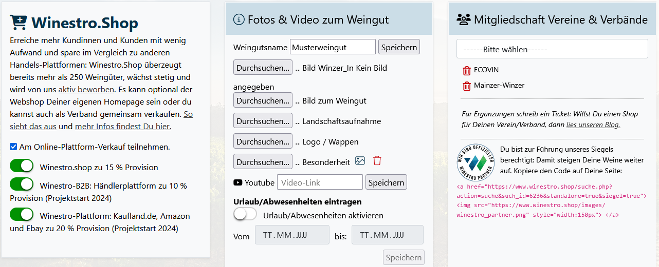 Winestro information