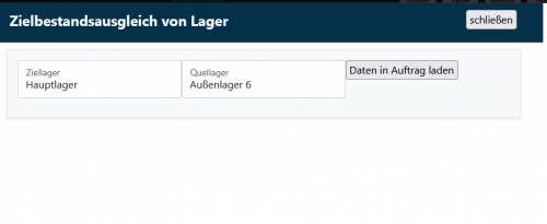 Quell und Ziellager auswählen