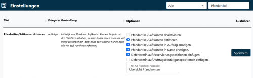Einstellungen zu den Pfandkonten