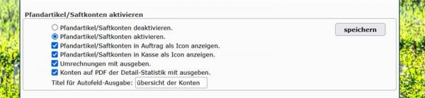Einstellungen zu den Pfandkonten